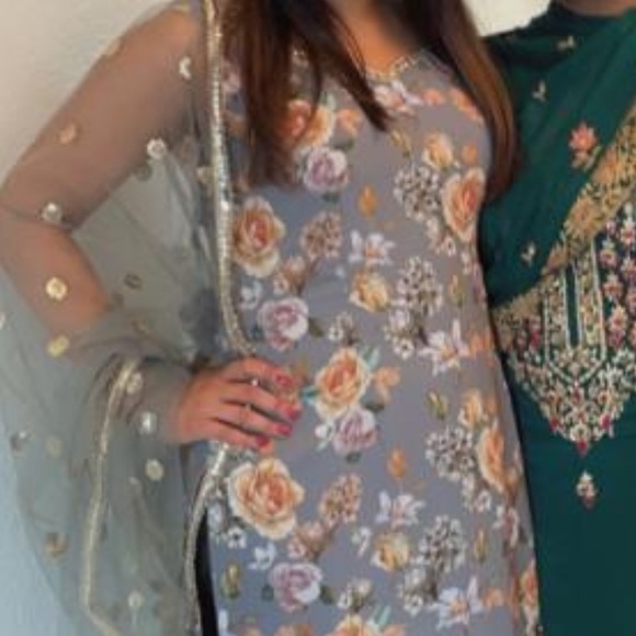 Trendy grey Indian Salwar Kameez chudidar bottom - Picture 4 of 4